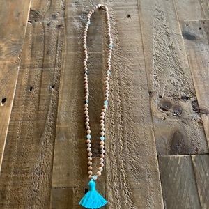 Mala prayer wood and teal mala